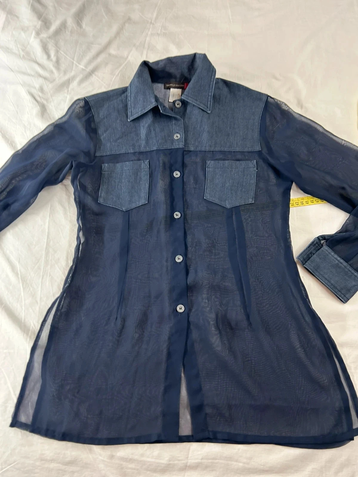 Camisa mujer, te amo azul marino efecto transparente vintage – photo 2